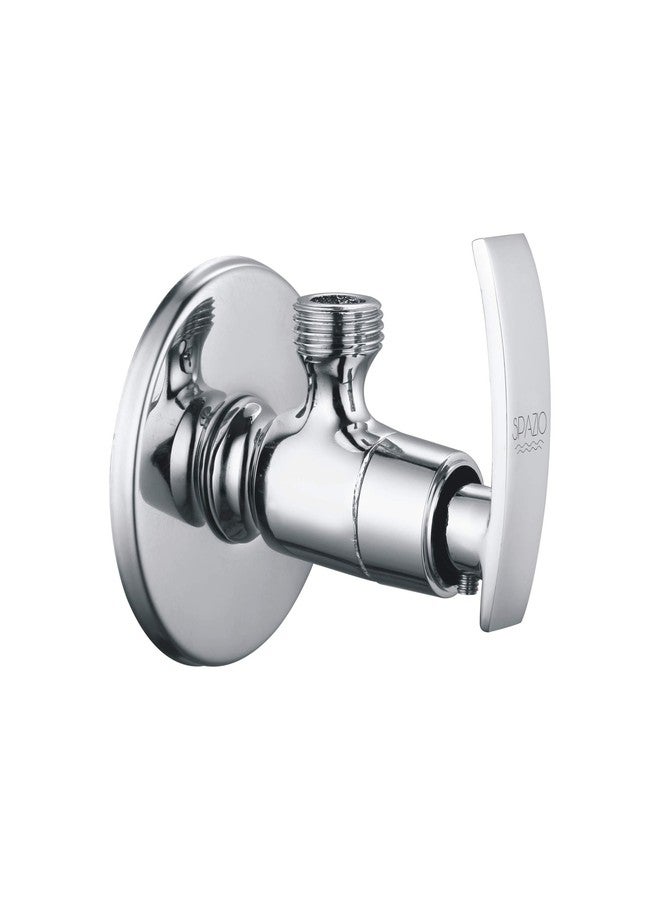 SPAZIO Soft Brass Angle Valve/Stop Cock for Bathroom Taps, Geyser and Wash Basin Connection with Flange (Chrome Finish, 4-Pieces) - Image 2
